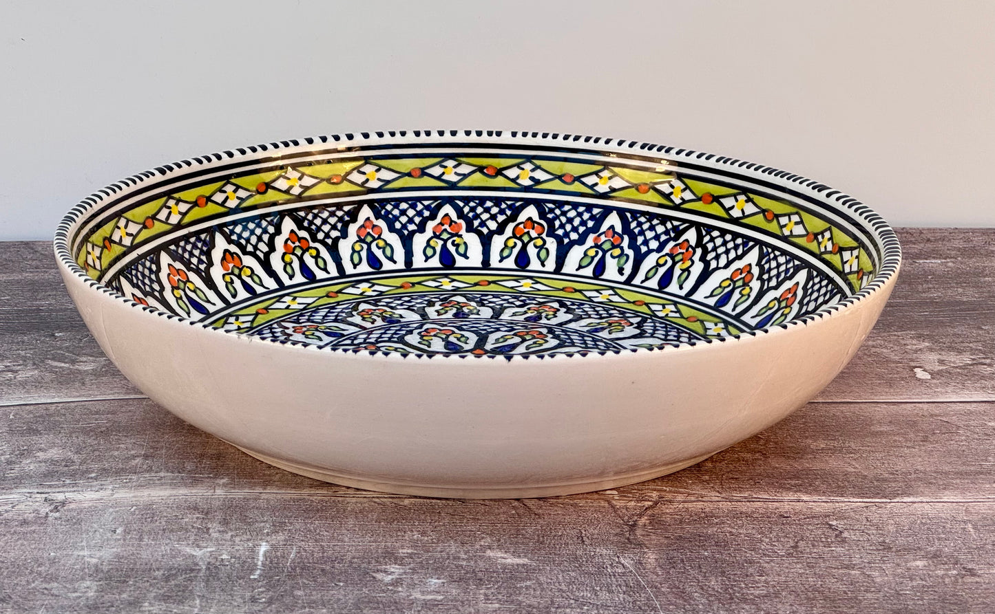 Green Patterned Serving Bowl, 32cm