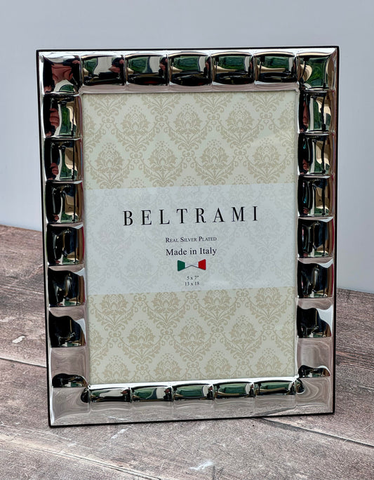 Beltrami Silver Plated Square Design Photo Frame 5 x 7