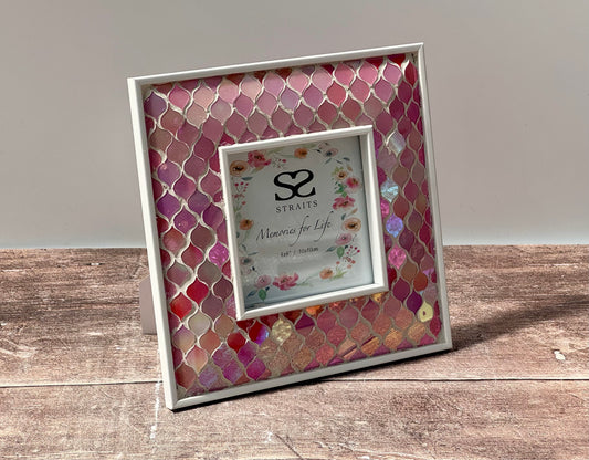 Shabby Chic Pink Mosaic Square Photo Frame, 4’ x 4’