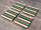 Set of 4 Turquoise Stripe Coasters