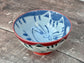 Red, Blue and White Cat Patterned Small Japanese Bowl, 11.5cm