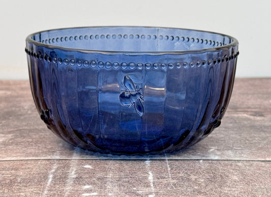 Joules Blue Glass Bowl with Bee Pattern, 11.5cm