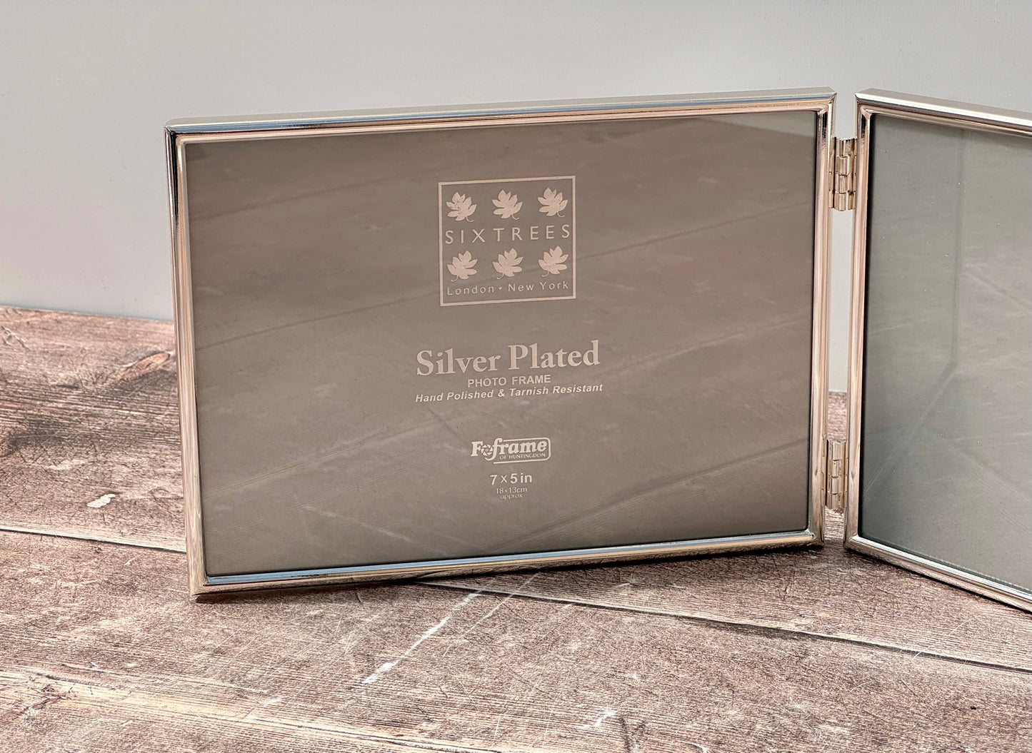 Sixtrees Slim Silver Plated Double Landscape Photo Frame, 5’ x 7’