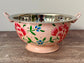 Hand Painted Stainless Steel Serving Bowl / Dish - Pale Pink Flower Design