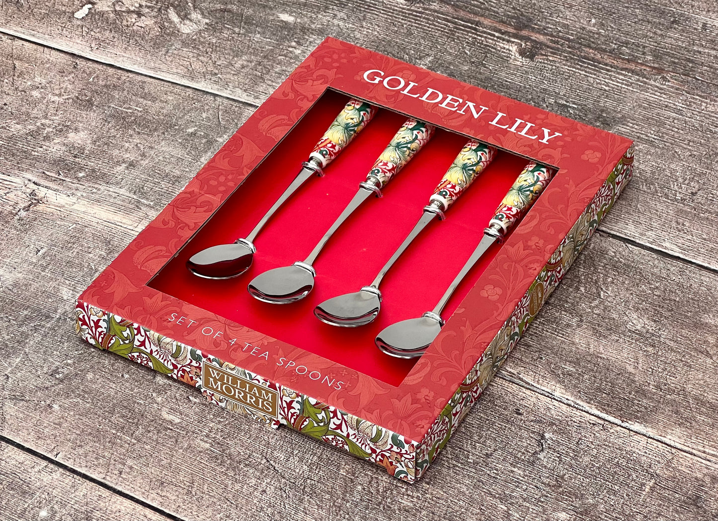 William Morris Red Patterned Golden Lily Teaspoons