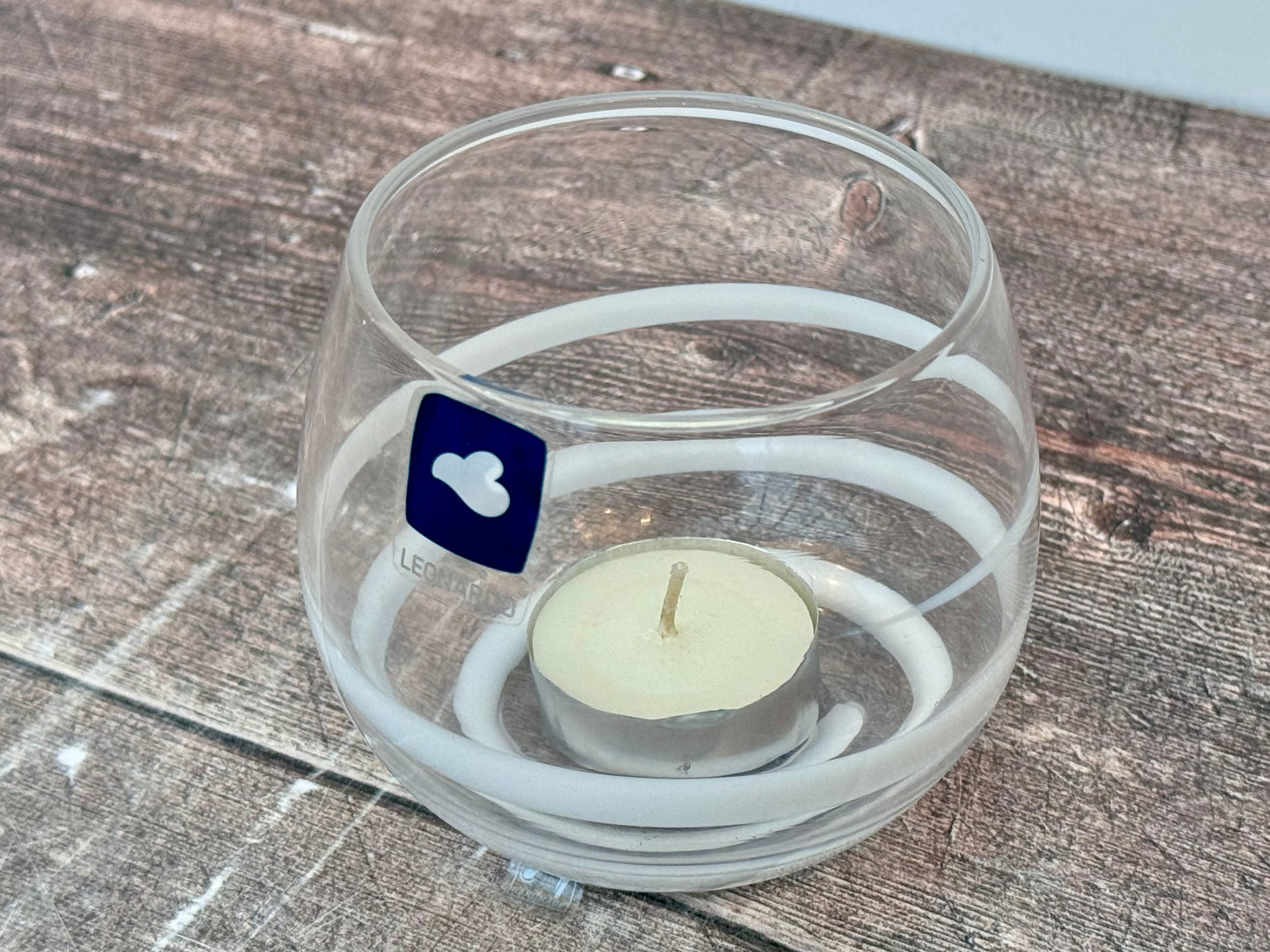 White Spiral Pattern Tea Light Candle Holder