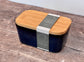 Scandi Home Navy Blue Butter Dish with Wooden Lid