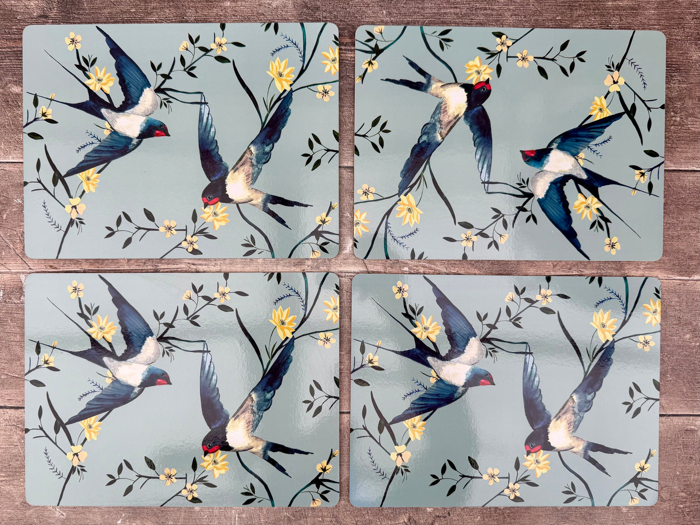 Set of 4 Bird Design Placemats