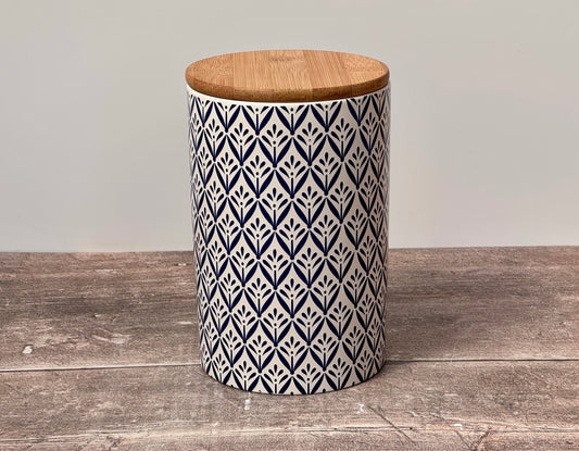 Blue and White Patterned Storage Container, 18.5cm