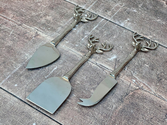 Set of 3 Stag Cheese Knives Set