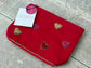 Pink Velvet Beaded Heart Design Pouch
