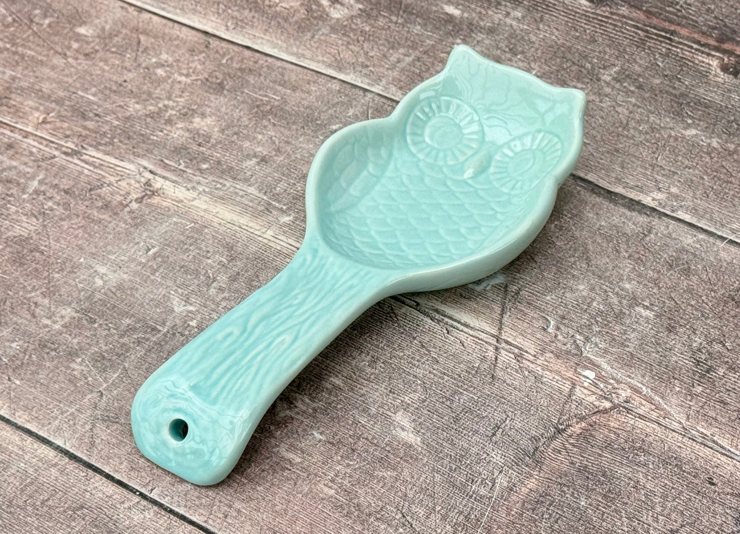 Turquoise Owl Patterned Spoon Rest, 23.5cm