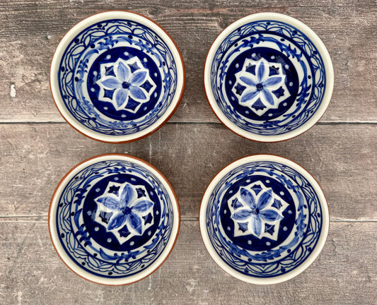 Set of 4 Blue and White Small/Dipping Bowls