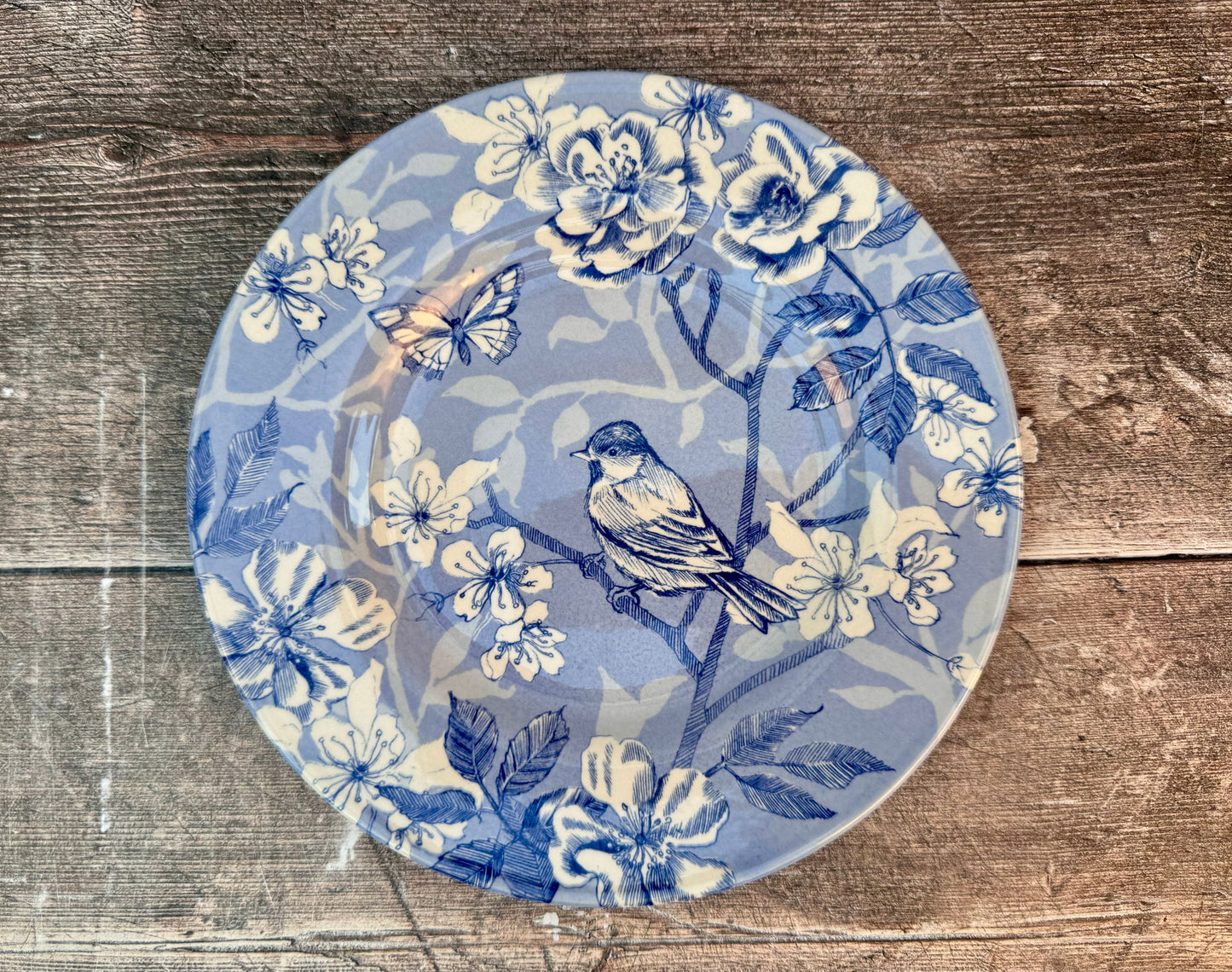 Blue Bird Patterned Plate, 21.5cm