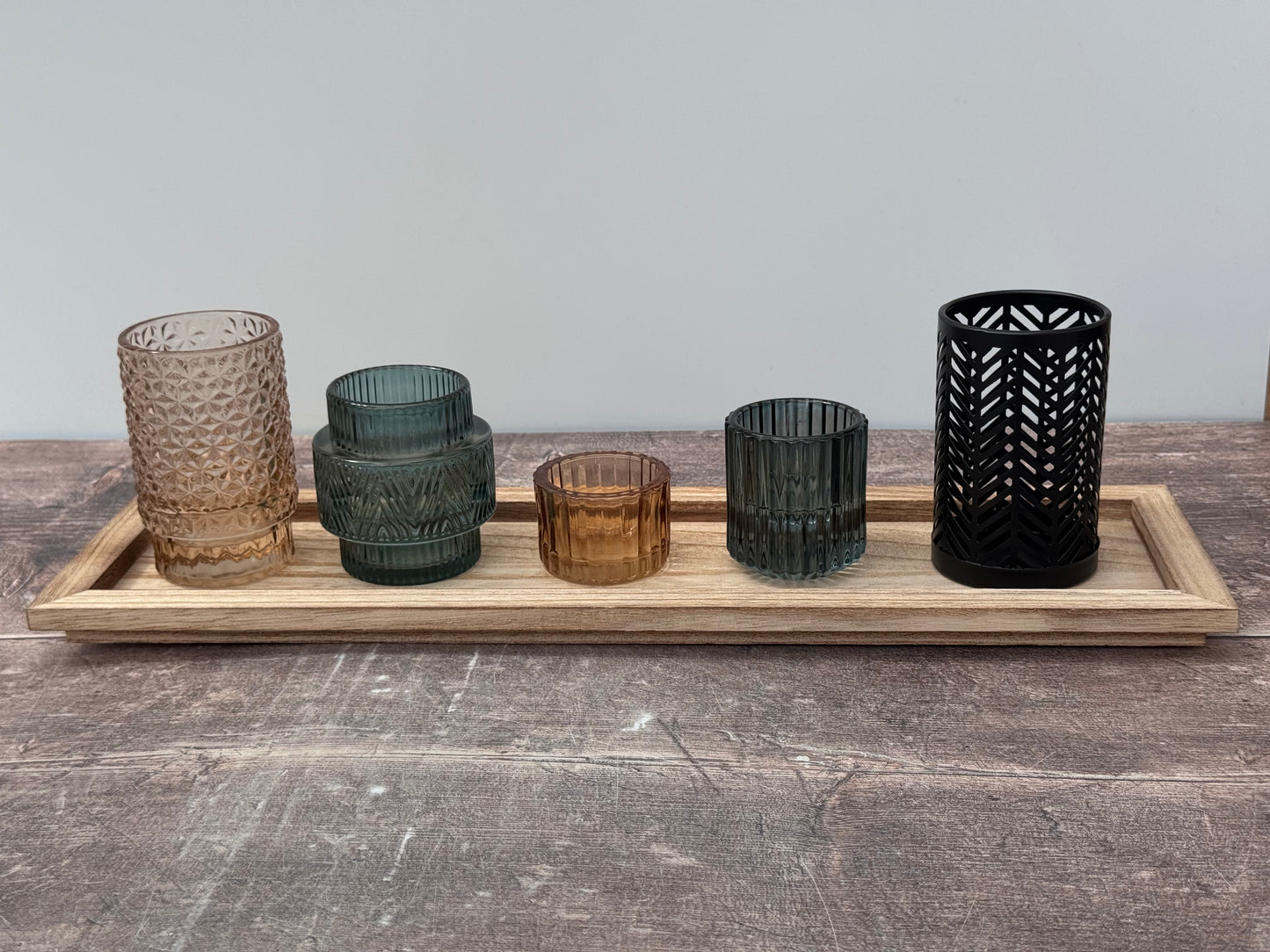 Tray with 5 Tea Light Candle Holders