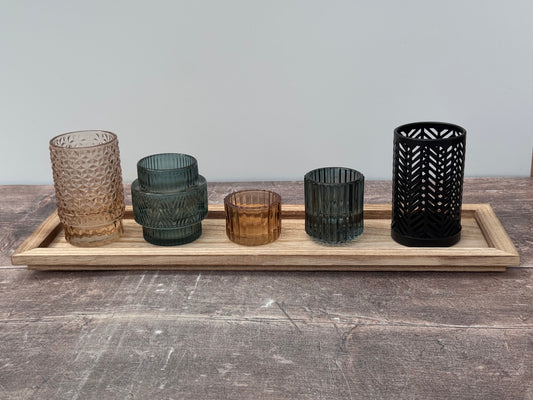 Tray with 5 Tea Light Candle Holders