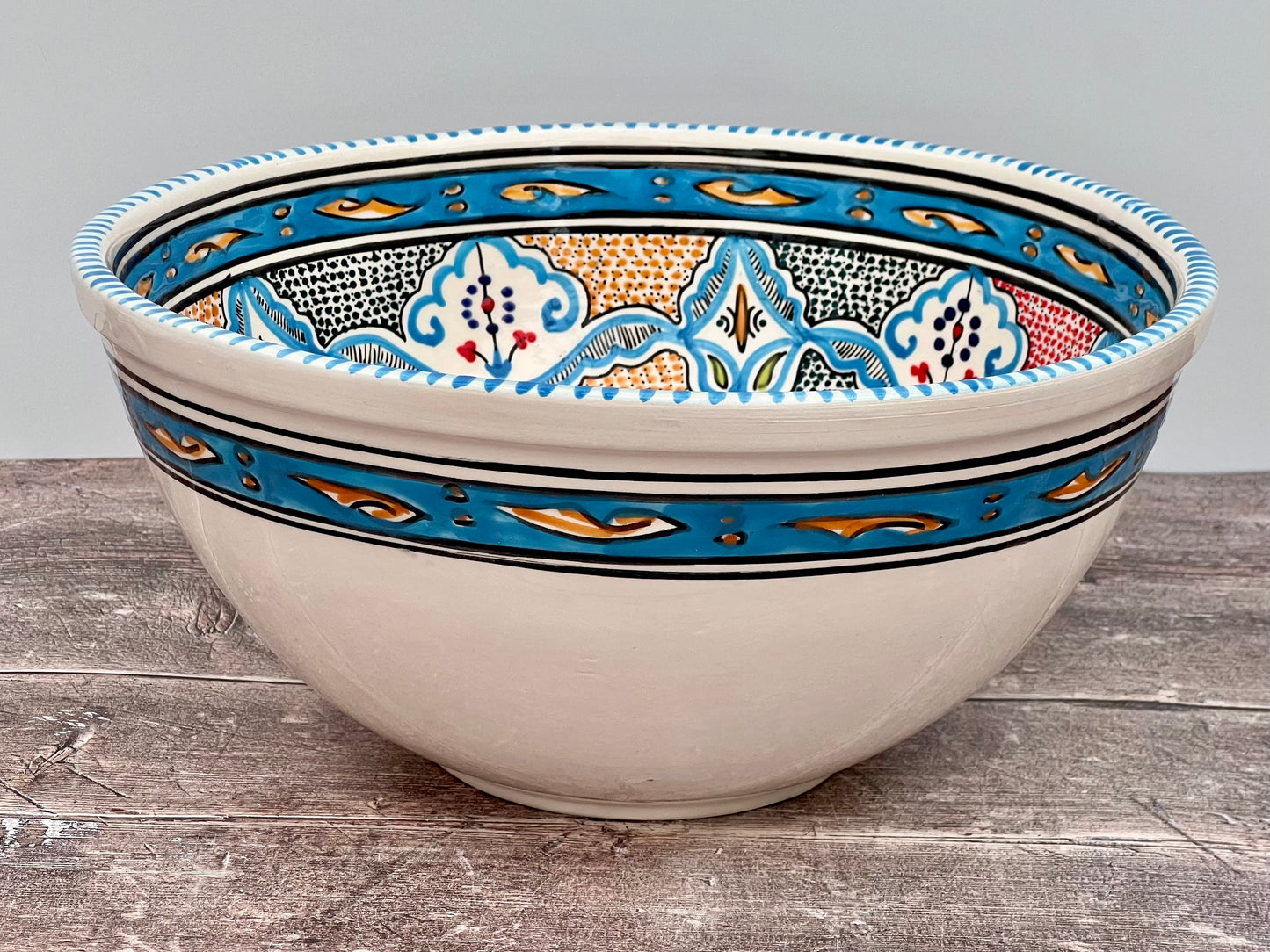 Blue Patterned Deep Serving Bowl, 32cm