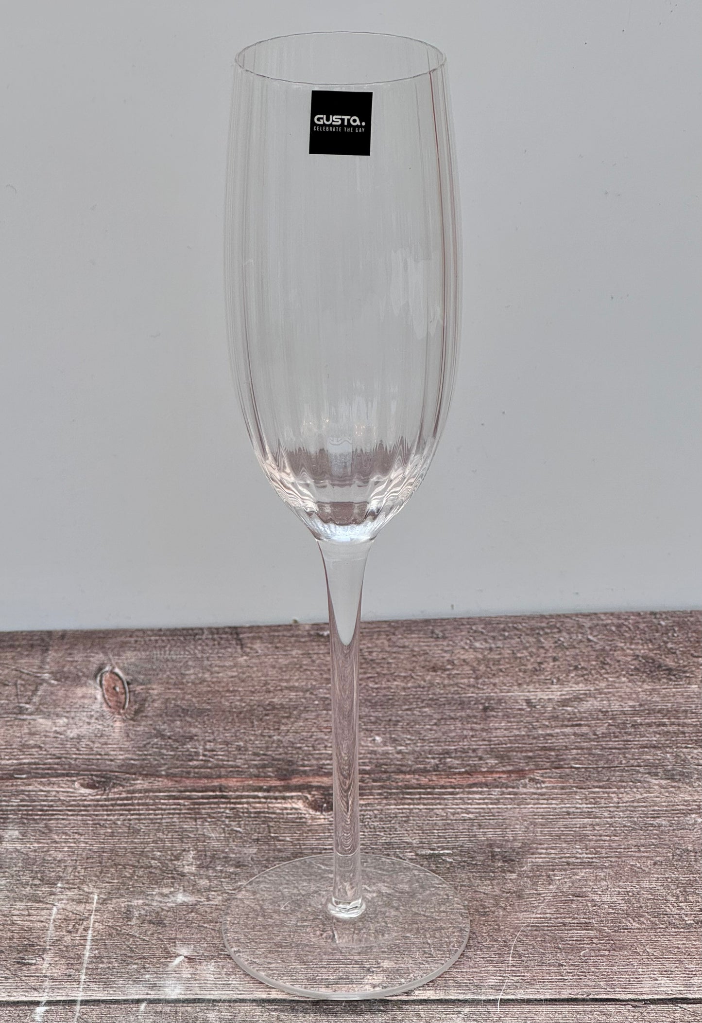 Set of 2 Ribbed/Linear Champagne Flutes/Glasses