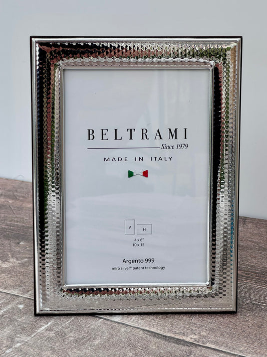 Beltrami Silver Plated Hammered Design Photo Frame 4 x 6