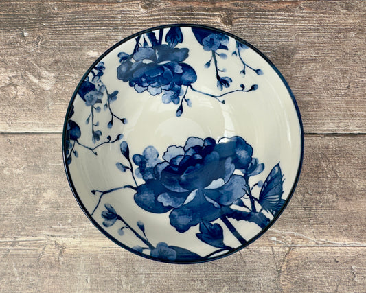 Blue and White Peony Bowl, 15.5cm