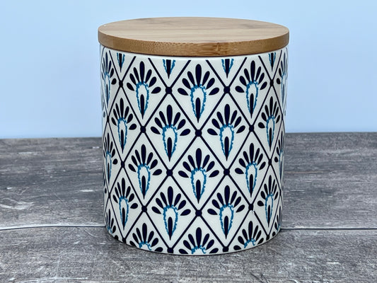 Blue and White Patterned Storage Container, 13cm