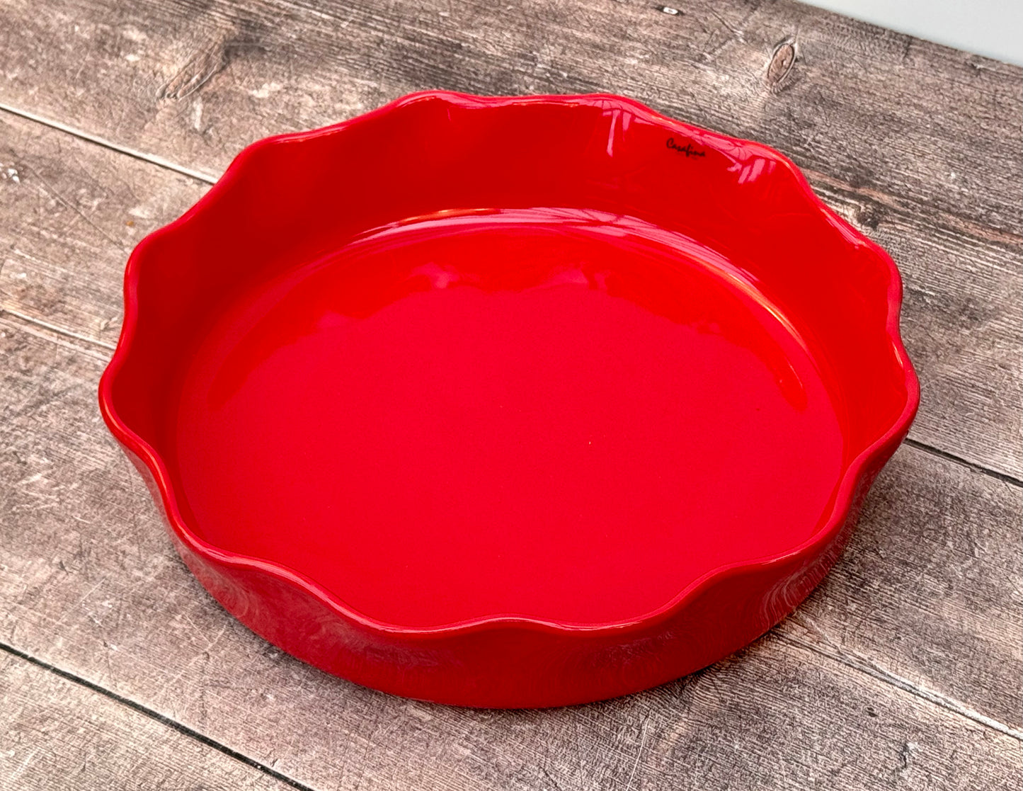 Red Wavy Edge Baking / Pie Dish, 27cm