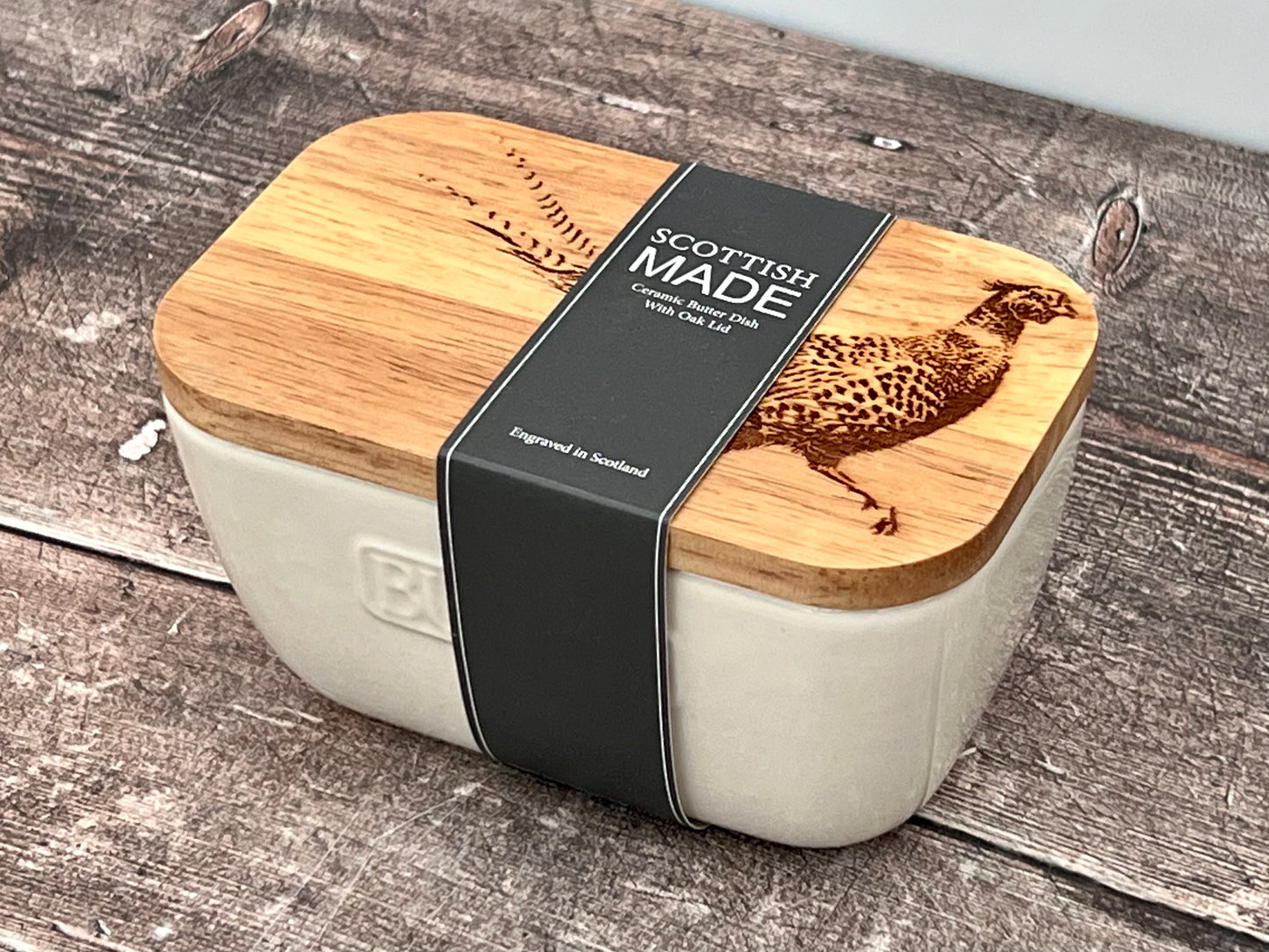 Pheasant White Butter Dish