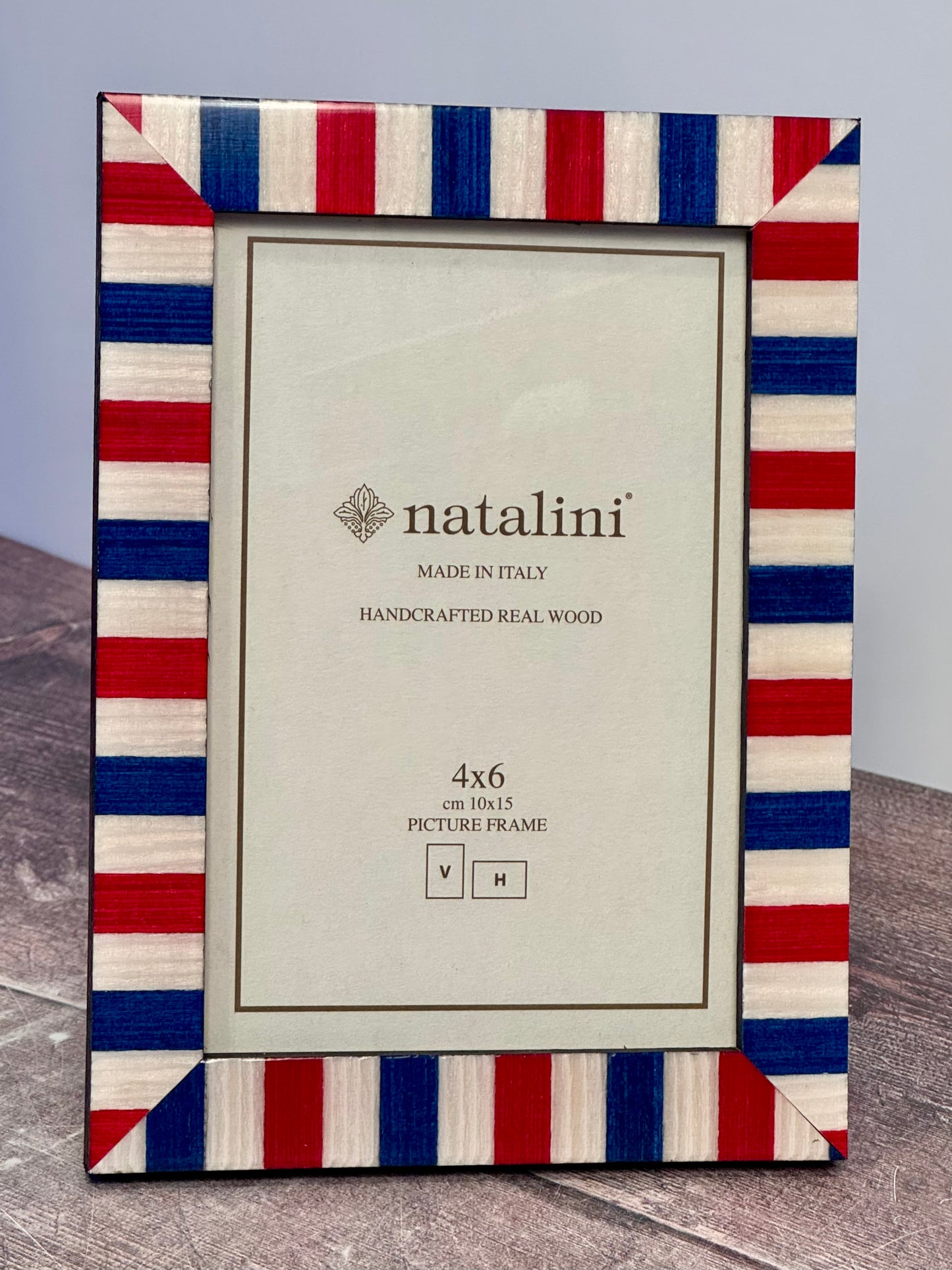 Natalini Red, Blue and White Stripe Border Photo Frame 4 x 6