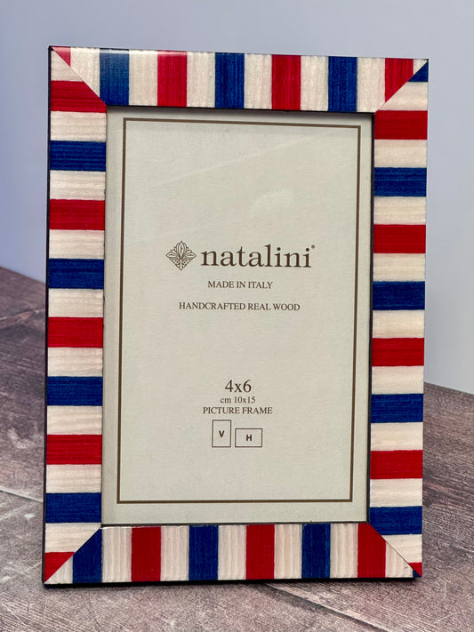 Natalini Red, Blue and White Stripe Border Photo Frame 4 x 6