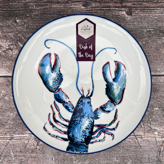 Blue & White Lobster Patterned Plate, 20.5cm