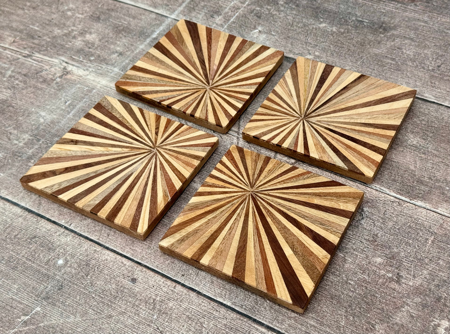 Set of 4 Sunburst Patterned Coasters