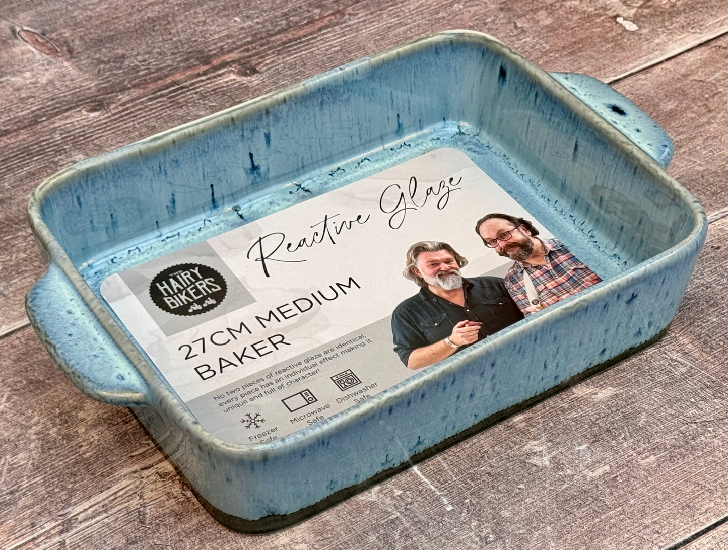 Hairy Bikers Medium Blue Rectangular Baking Dish with Mottled Bottom, 27cm