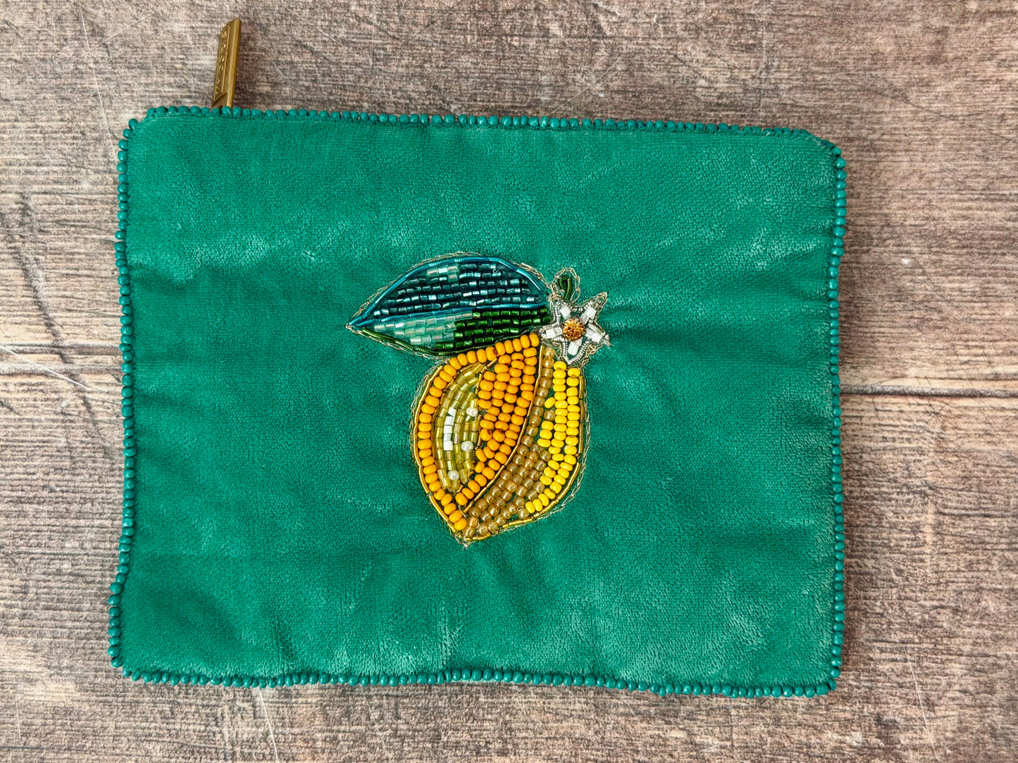 Small Green Lemon Beaded Purse