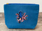 Blue Velvet Beaded Octopus Design Pouch