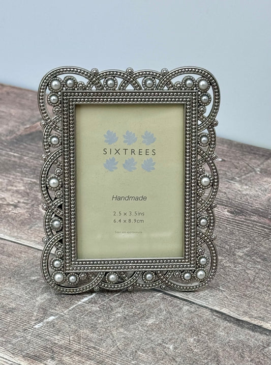 Sixtrees Louisa Pearl and Jewel Photo Frame, 2.5 x 3.5