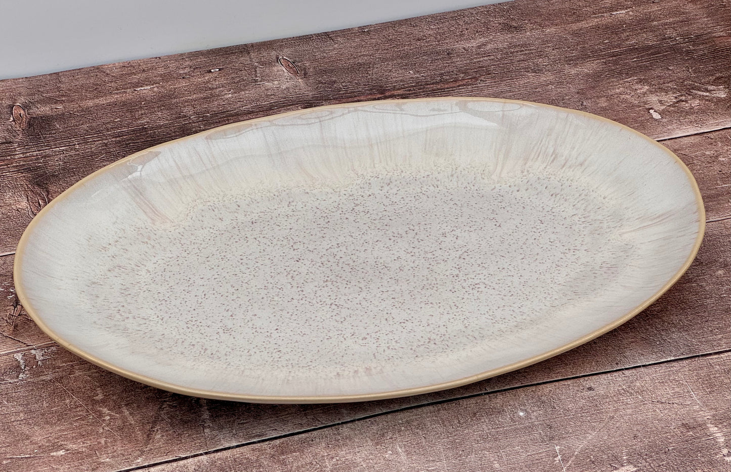 Sand Beige Oval Serving Plate, 45cm