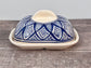 Blue and White Patterned Butter Dish