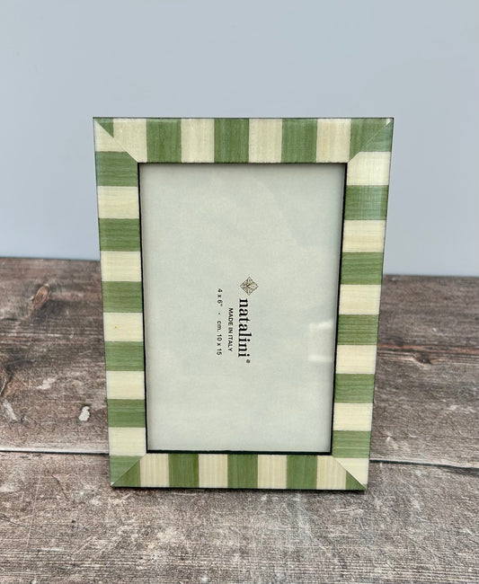 Natalini Pale Green and Cream Striped Photo Frame 4 x 6