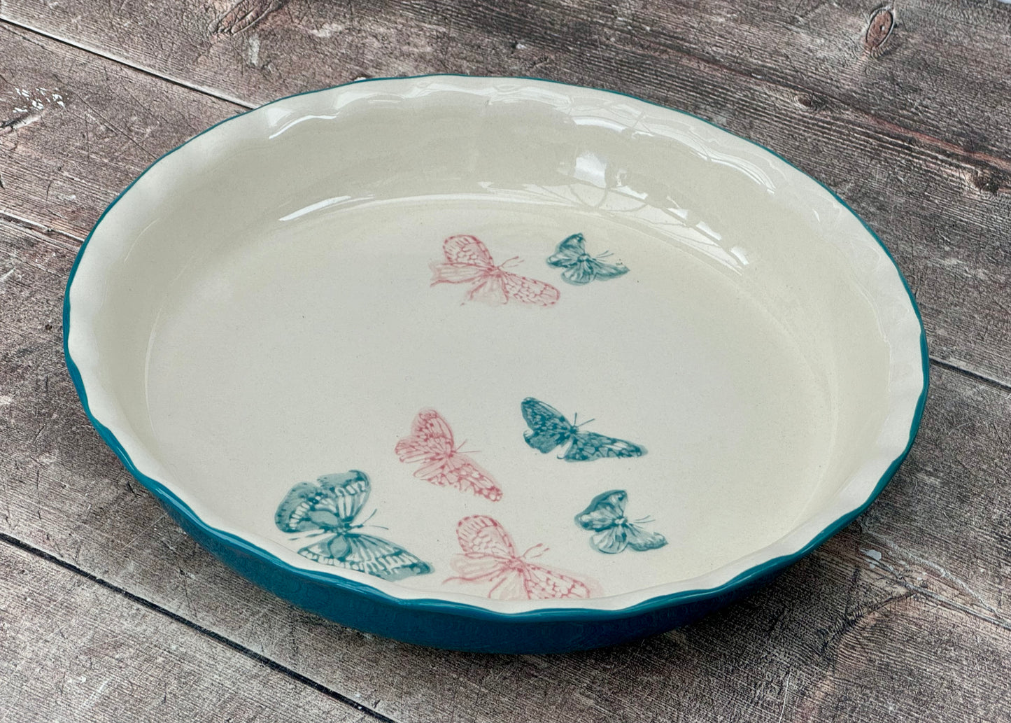 Butterfly Patterned Baking / Pie Dish, 25cm