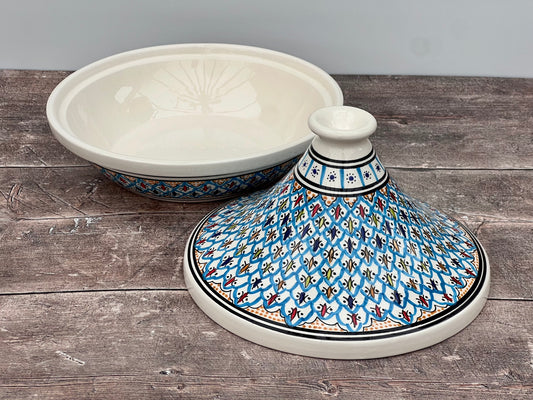 Light Blue Patterned Tagine, 31.5cm