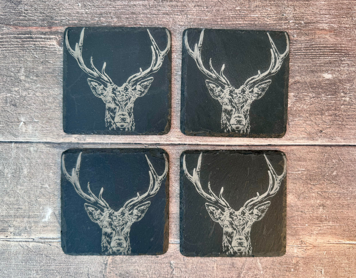 Set of 4 Stag Prince Slate Coasters