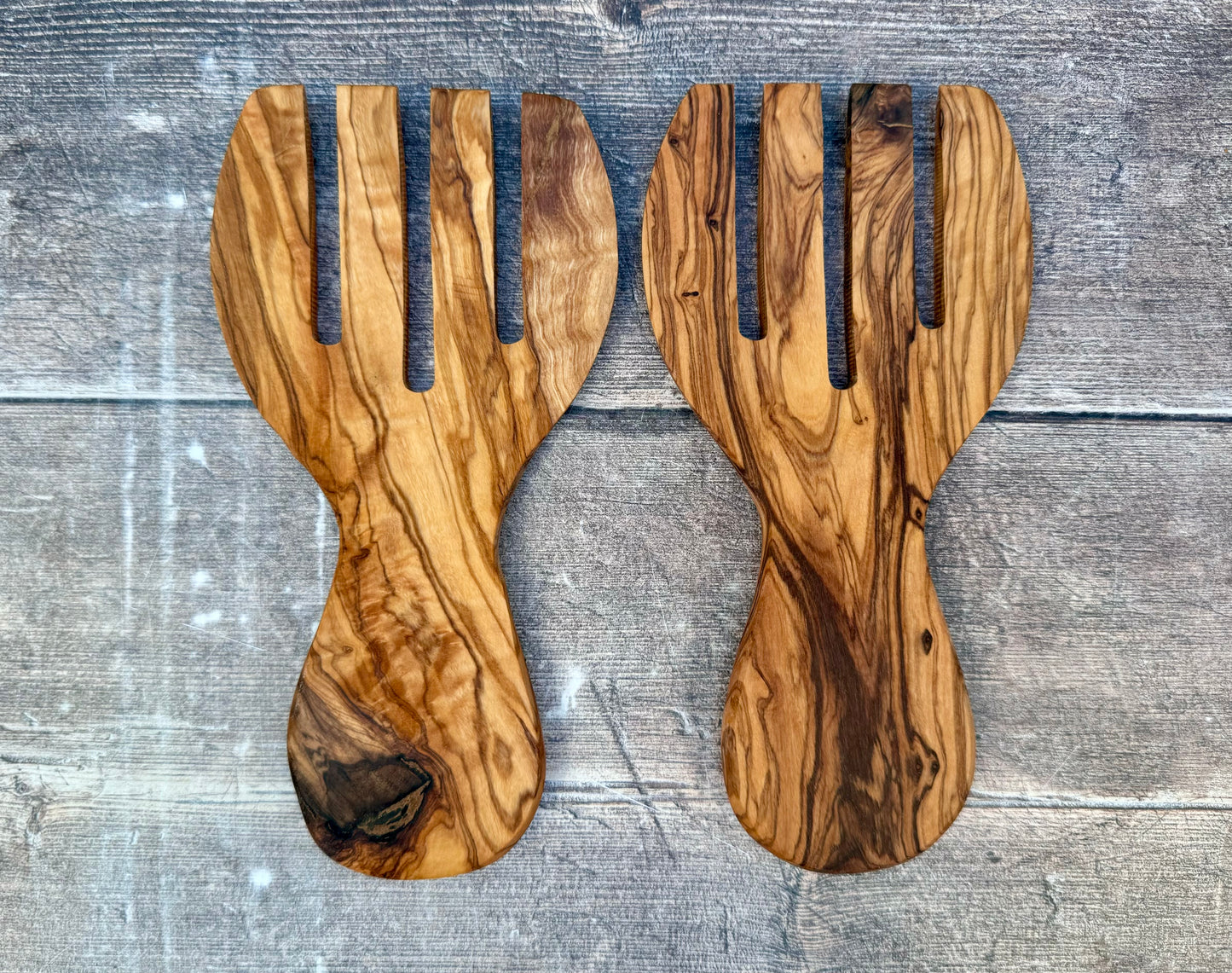 Olive Wood Salad Serving Hands