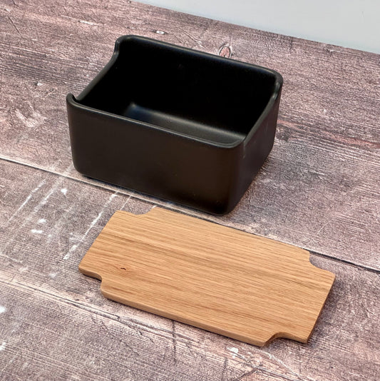 Black Butter Dish with Oak Lid