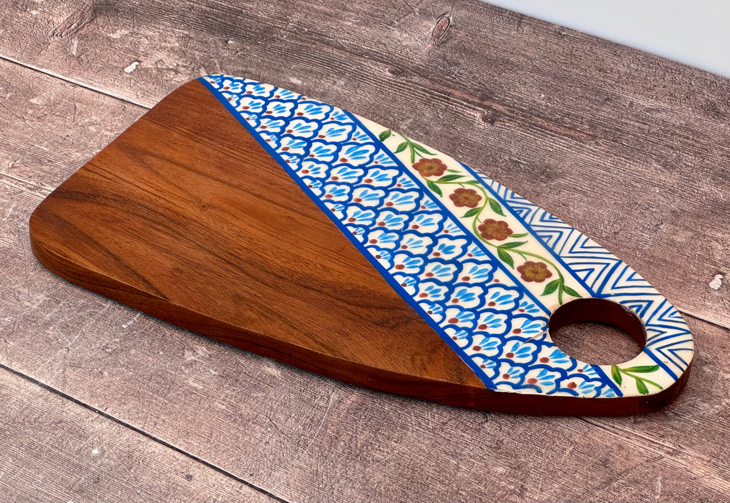 Flower Patterned Wood Serving/Cheese Board