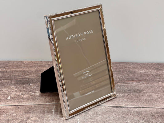 Addison Ross Silver Plated Beaded Outer Border Photo Frame, 5 x 7