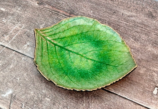 Green Hydrangea Leaf Plate, 17cm