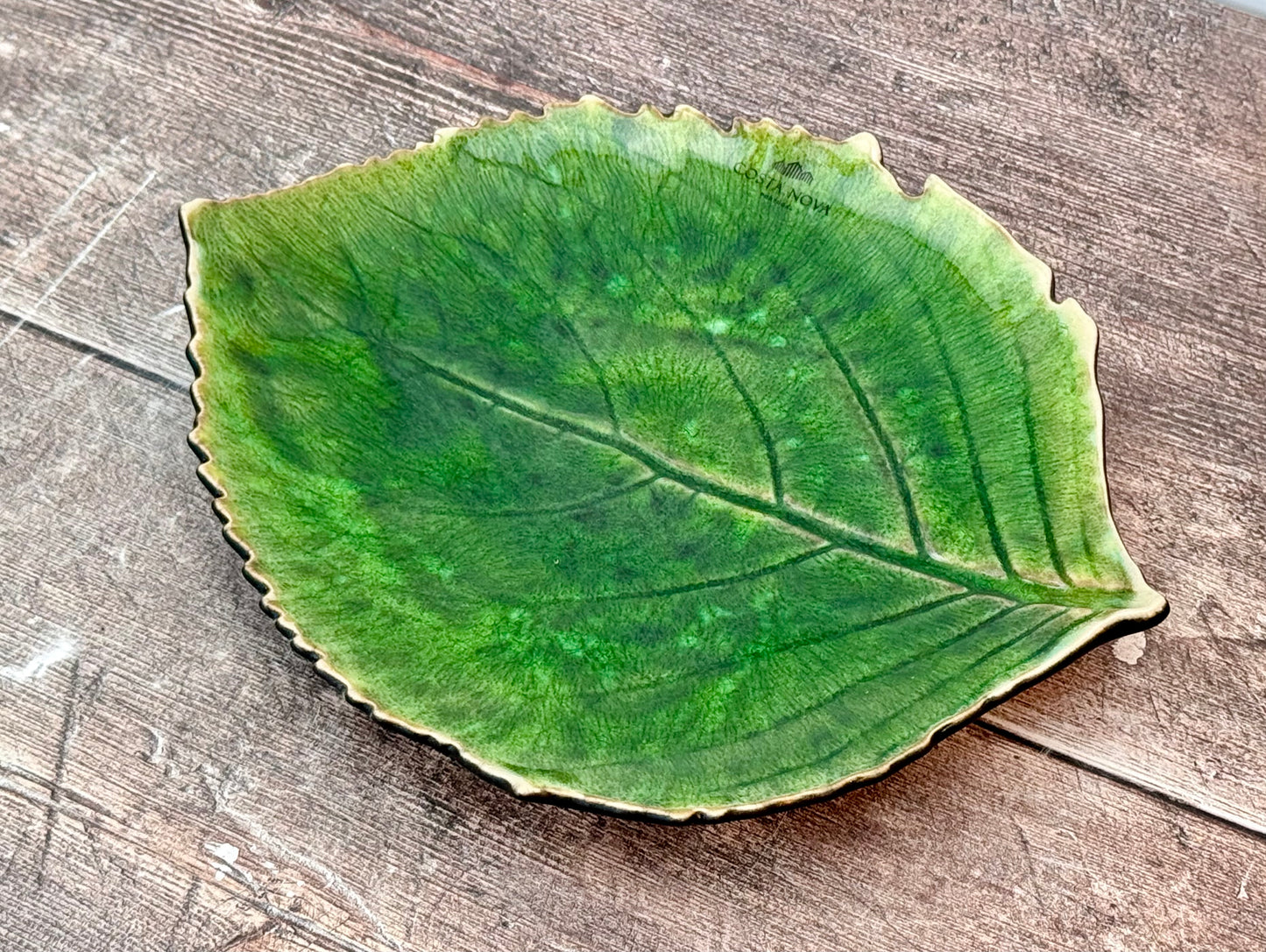 Large Green Hydrangea Leaf Plate, 22cm