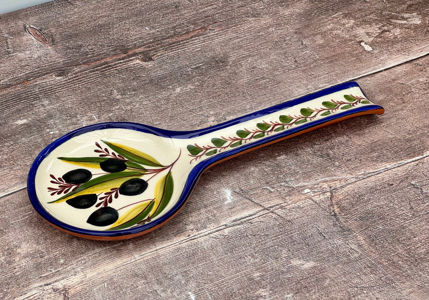 Olive Patterned Spoon Rest, 28cm