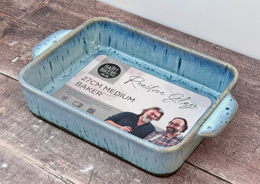 Hairy Bikers Medium Blue Rectangular Baking Dish with Mottled Bottom, 27cm