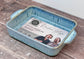 Hairy Bikers Medium Blue Rectangular Baking Dish with Mottled Bottom, 27cm